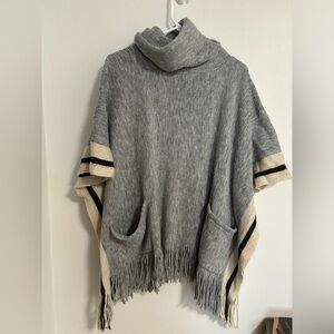 steve madden gray shawl sweater poncho